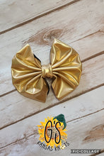 Load image into Gallery viewer, Matte Gold Pleather Bow
