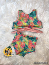 Load image into Gallery viewer, Preorder Reversible Swim Palm Leaves/Stripes
