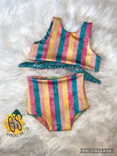 Load image into Gallery viewer, Preorder Reversible Swim Palm Leaves/Stripes

