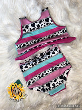 Load image into Gallery viewer, Preorder Reversible Swim Cow Stripes/Glitter Cow
